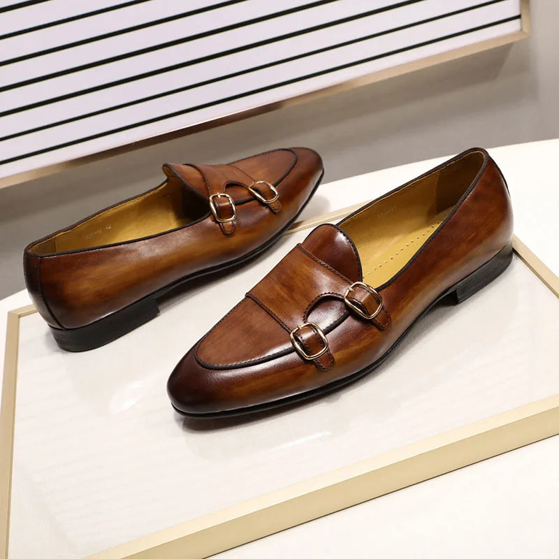 Leather Monk Strap Loafers