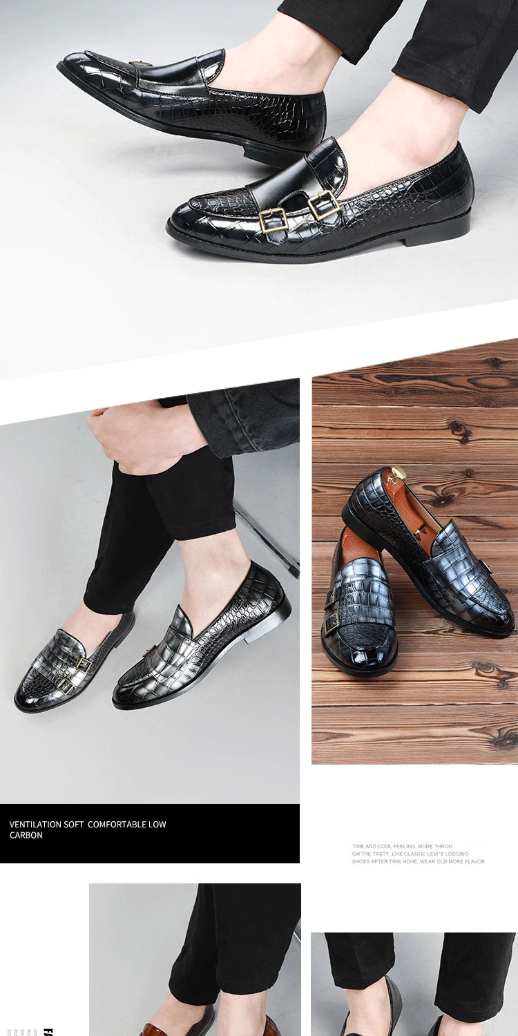 Men Crocodile Pattern Leather Shoes