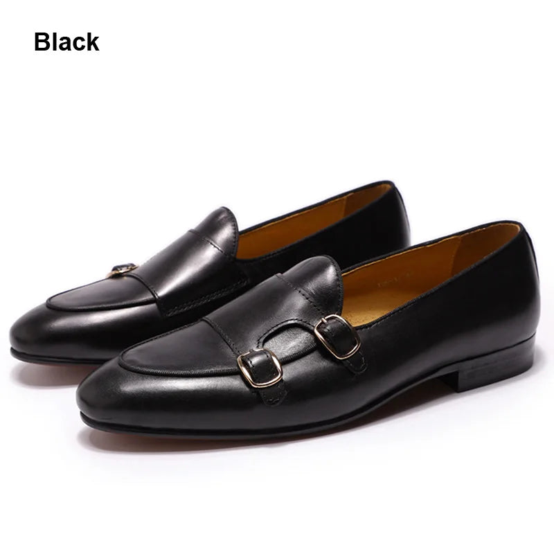 Leather Monk Strap Loafers