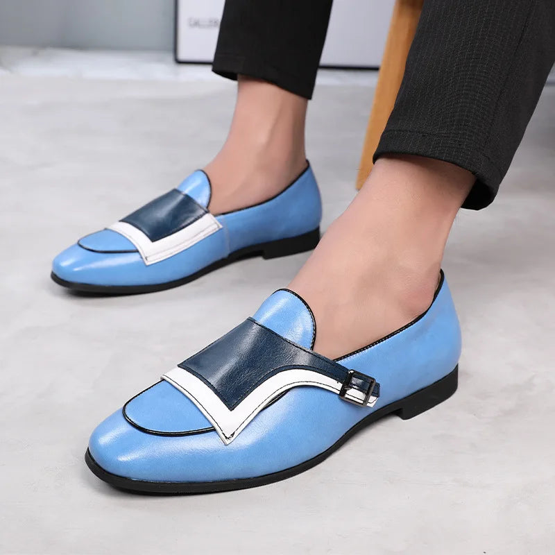 Designer Monk Strap Blue Loafers