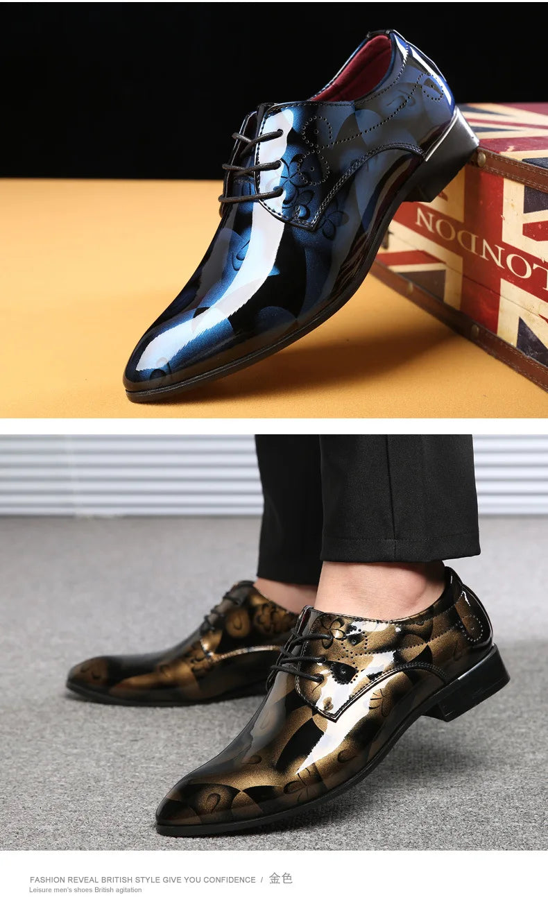 Men Oxford Retro Floral Pattern Shoe