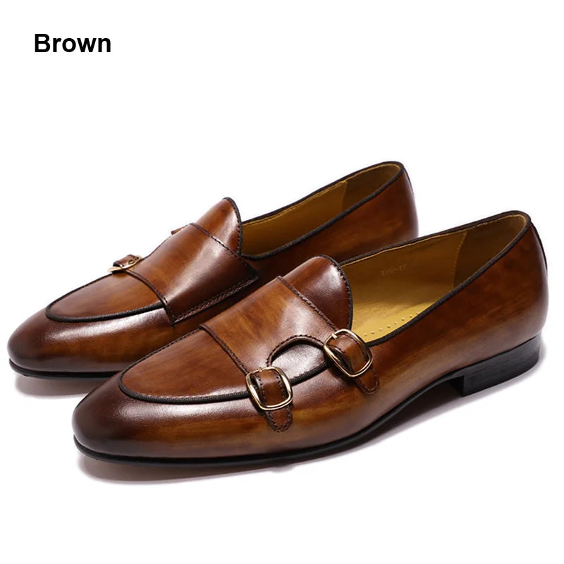 Leather Monk Strap Loafers