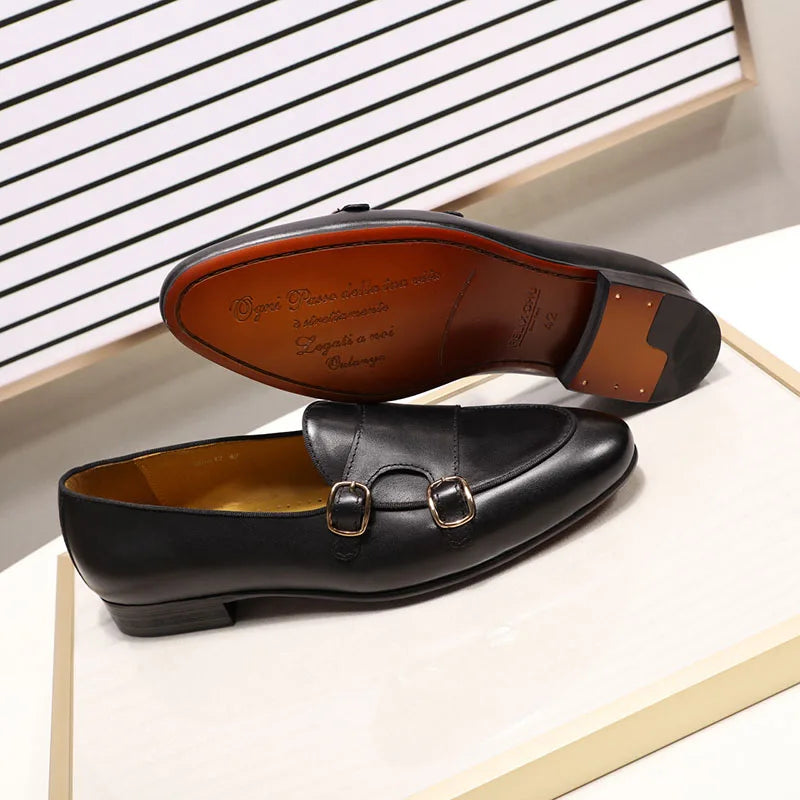 Leather Monk Strap Loafers