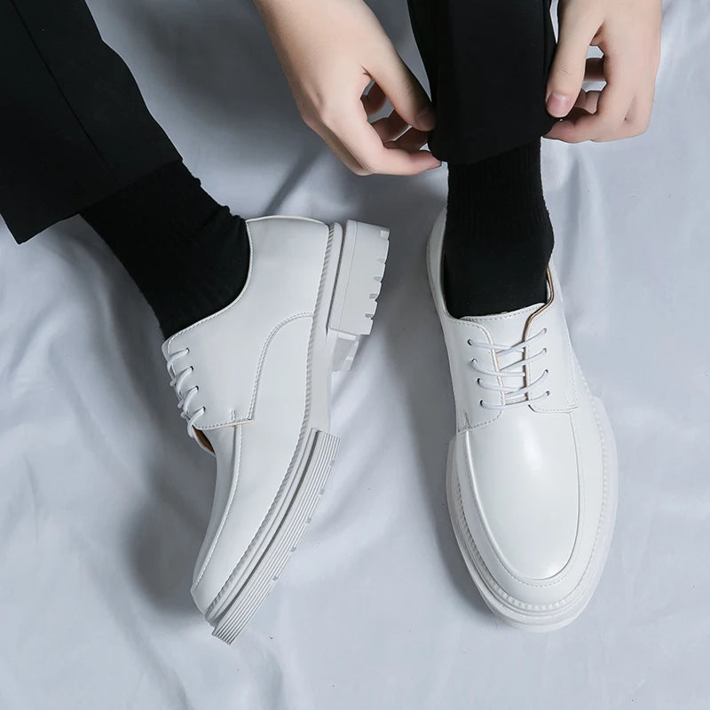 Mens Oxford White & Black Leather Shoes