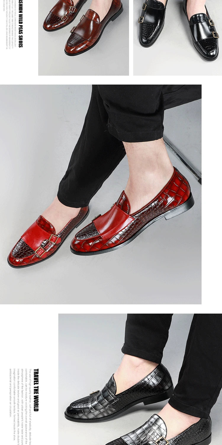 Men Crocodile Pattern Leather Shoes