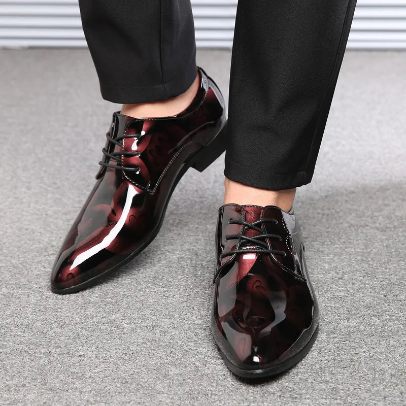 Men Oxford Retro Floral Pattern Shoe