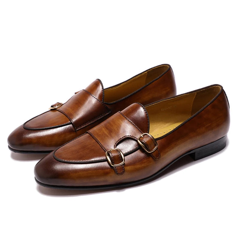 Leather Monk Strap Loafers