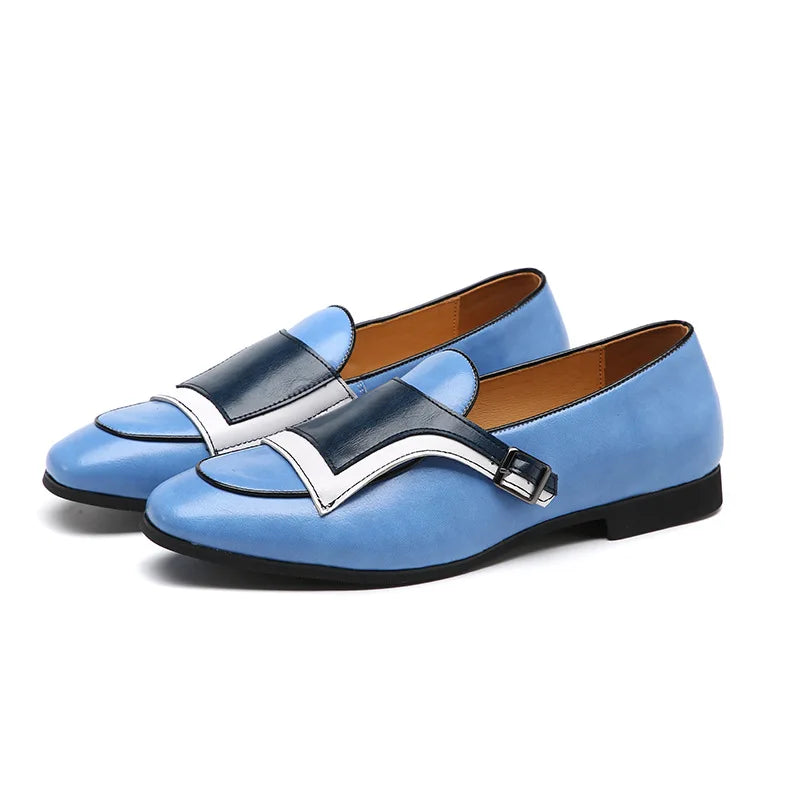 Designer Monk Strap Blue Loafers