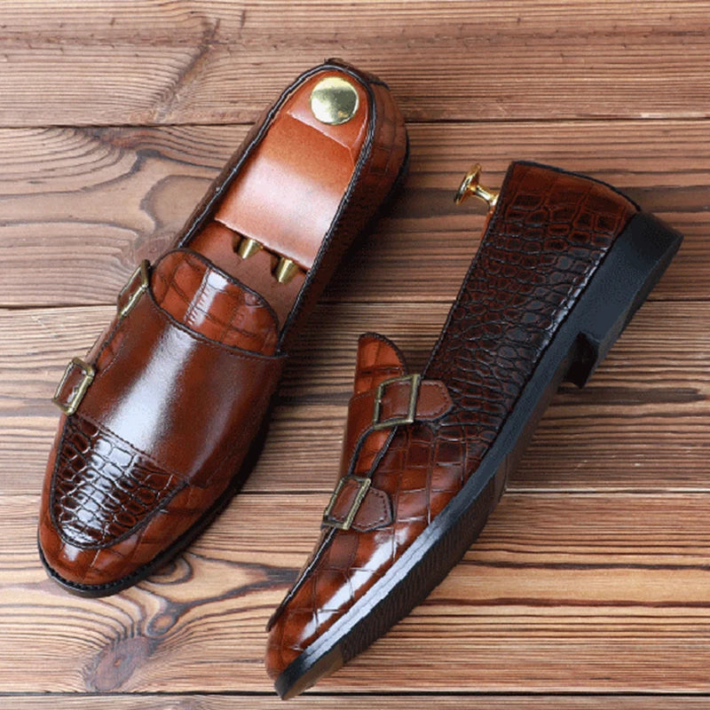 Men Crocodile Pattern Leather Shoes