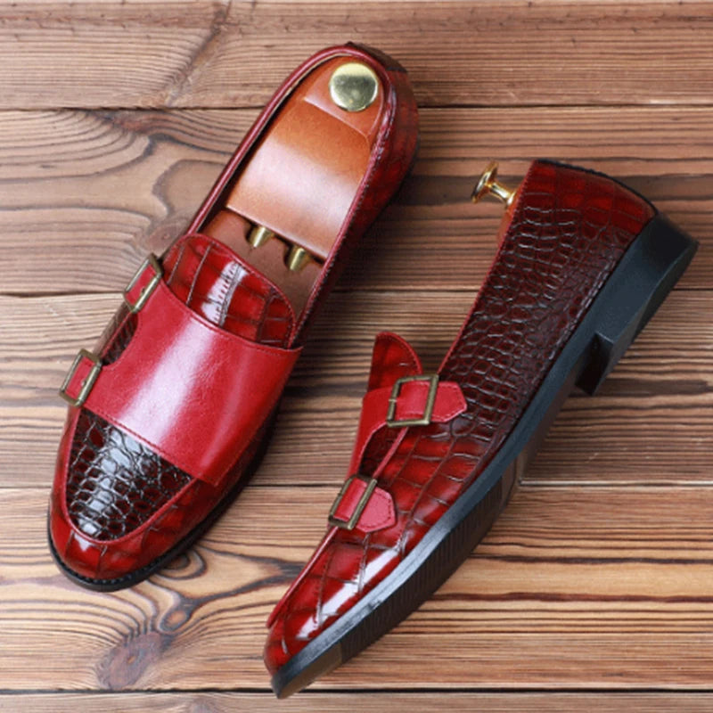 Men Crocodile Pattern Leather Shoes