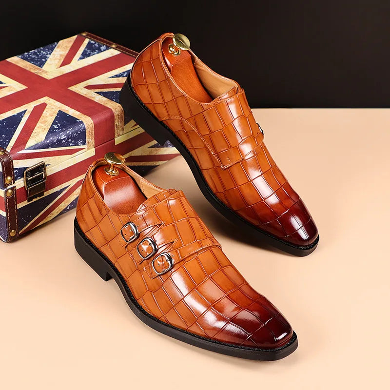 Handcrafted Men Leather Buckle Shoes