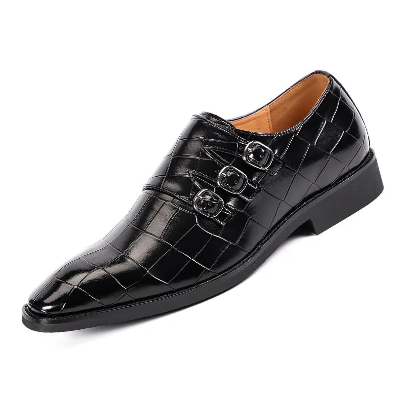 Handcrafted Men Leather Buckle Shoes