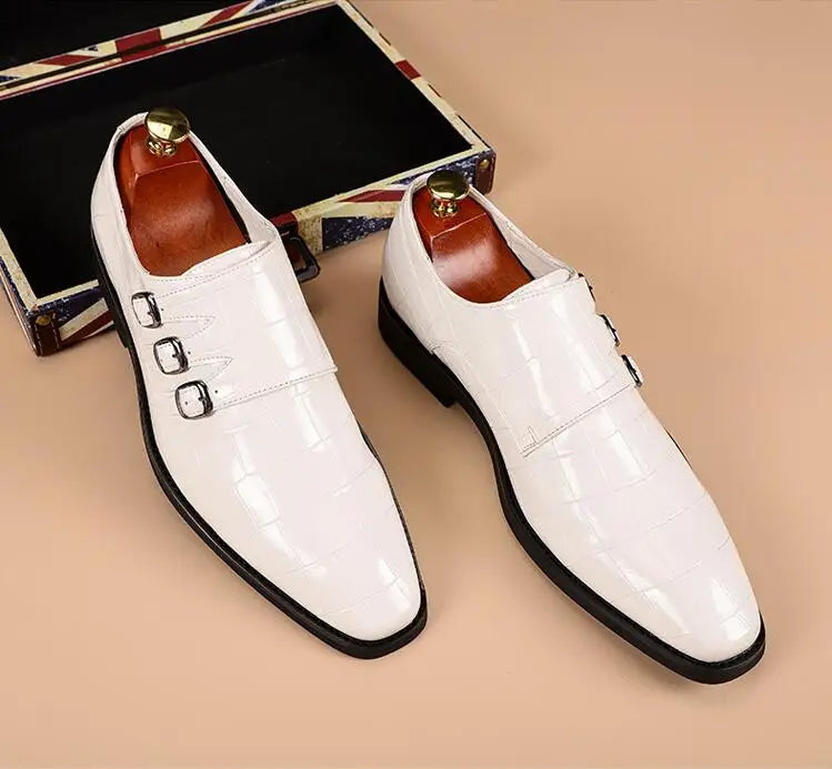 Handcrafted Men Leather Buckle Shoes