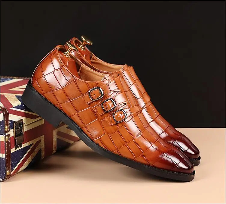 Handcrafted Men Leather Buckle Shoes