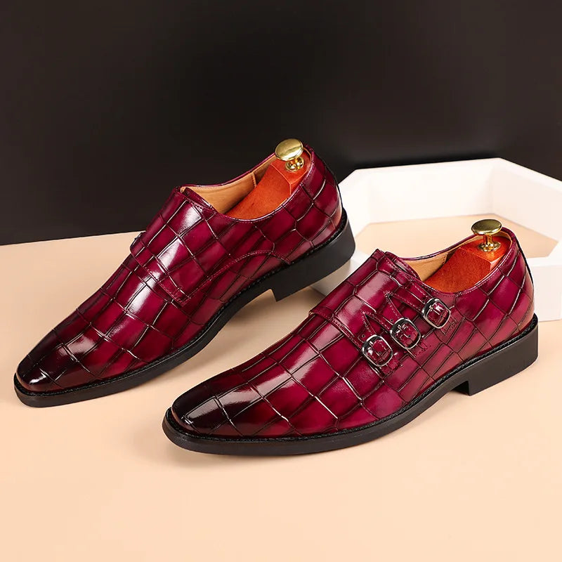 Handcrafted Men Leather Buckle Shoes