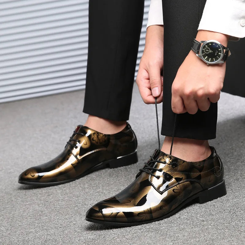 Men Oxford Retro Floral Pattern Shoe