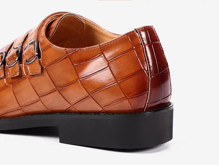 Handcrafted Men Leather Buckle Shoes