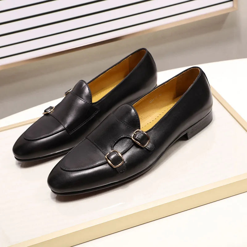 Leather Monk Strap Loafers