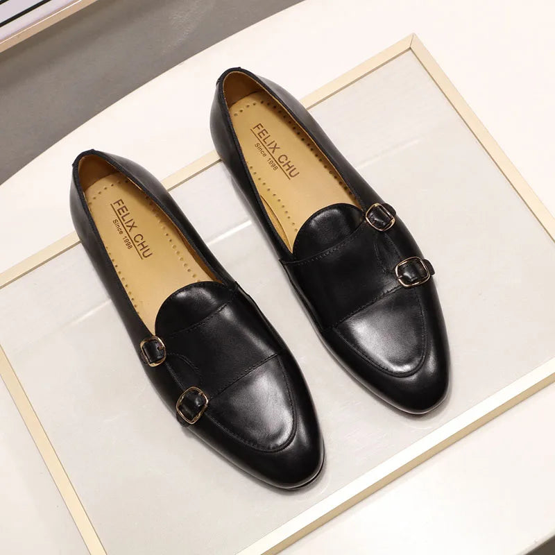 Leather Monk Strap Loafers