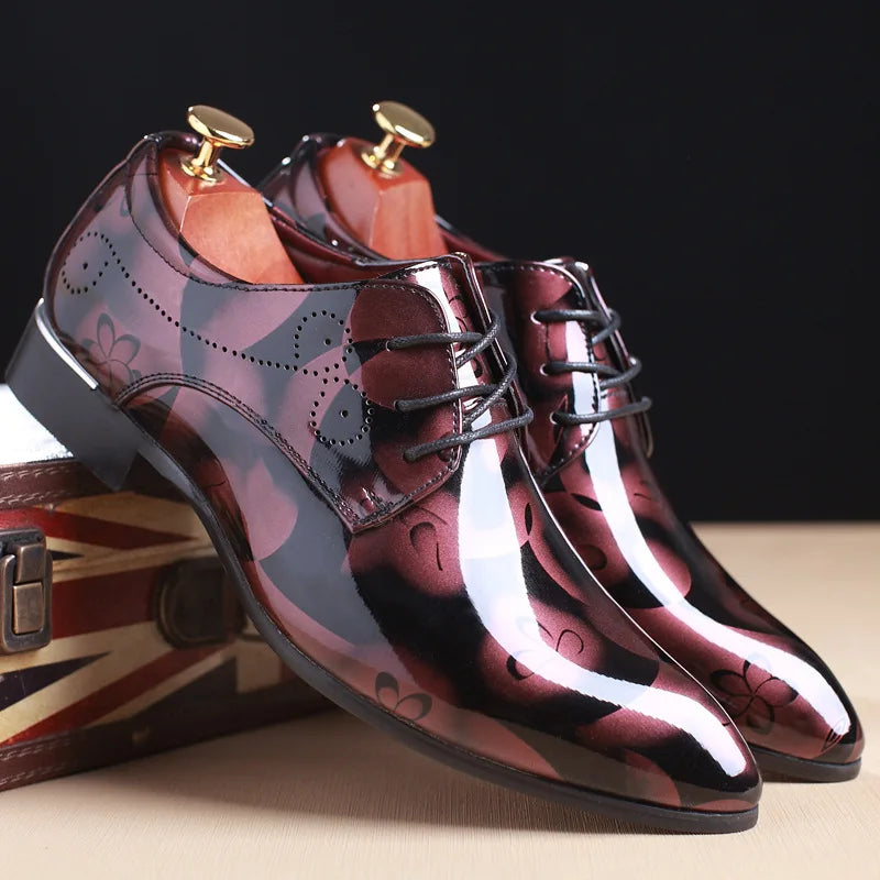 Men Oxford Retro Floral Pattern Shoe