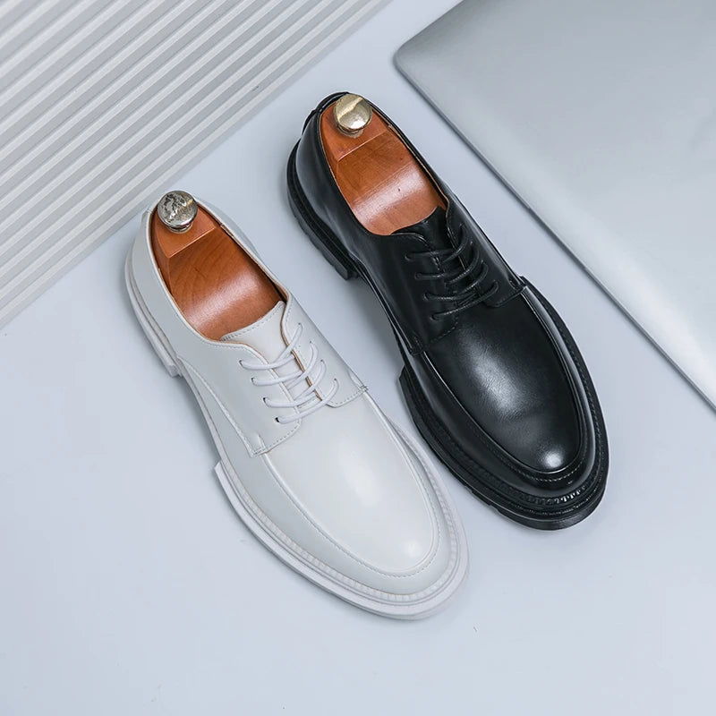 Mens Oxford White & Black Leather Shoes