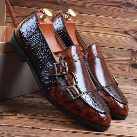 Men Crocodile Pattern Leather Shoes